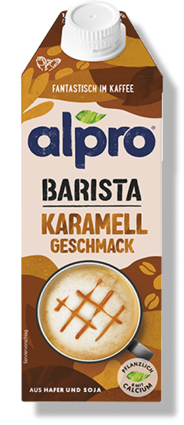 Foto einer Packung Alpro Barista Karamell